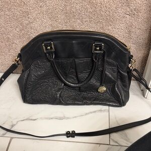 Brahmin Black Embossed Satchel